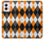 S3421 Black Orange White Argyle Plaid Case For Motorola Moto G Power 5G (2024)