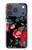 S3112 Rose Floral Pattern Black Case For iPhone 17 Pro, 18 Pro