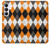 S3421 Black Orange White Argyle Plaid Case For Samsung Galaxy S25 FE