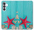 S3428 Aqua Wood Starfish Shell Case For Samsung Galaxy S25 FE, S26 FE