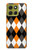 S3421 Black Orange White Argyle Plaid Case For Motorola Moto G86