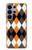 S3421 Black Orange White Argyle Plaid Case For Samsung Galaxy S26 Ultra