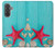 S3428 Aqua Wood Starfish Shell Case For Samsung Galaxy A37