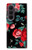 S3112 Rose Floral Pattern Black Case For Samsung Galaxy Z Fold 8 Ultra