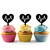 TA0593 Heartbeat Heart Rate Silhouette Party Wedding Birthday Acrylic Cupcake Toppers Decor 10 pcs