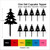 TA0973 Xmas Tree Silhouette Party Wedding Birthday Acrylic Cupcake Toppers Decor 10 pcs