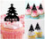 TA0973 Xmas Tree Silhouette Party Wedding Birthday Acrylic Cupcake Toppers Decor 10 pcs