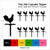 TA1034 Rooster Barn Yard Animal Farm Silhouette Party Wedding Birthday Acrylic Cupcake Toppers Decor 10 pcs