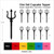 TA1050 Trident Pitchfork Weapon Silhouette Party Wedding Birthday Acrylic Cupcake Toppers Decor 10 pcs