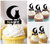 TA1176 Cat on the Moon Silhouette Party Wedding Birthday Acrylic Cupcake Toppers Decor 10 pcs