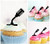 TA1244 Vintage Microphone Interview Silhouette Party Wedding Birthday Acrylic Cupcake Toppers Decor 10 pcs
