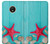 S3428 Aqua Wood Starfish Shell Case For Motorola Moto E4