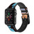 CA0131 Wild Black Horse Leather & Silicone Smart Watch Band Strap For Apple Watch iWatch