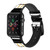 CA0442 Black and White Striped Deer Gold Sparkles Leather & Silicone Smart Watch Band Strap For Apple Watch iWatch
