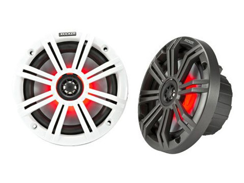 Kicker 6.5" 4Ω LED 195W Pair 4 Ohm Coaxial LED Marine Speakers