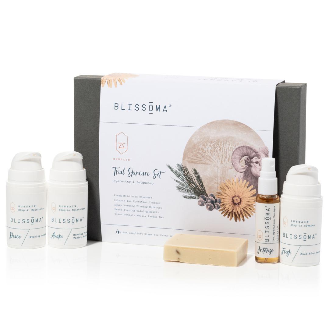Blissoma Sustain Trial Skincare Set with 5 mini facial care