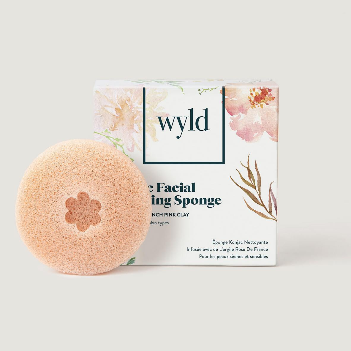 Image of Wyld Pink Clay Konjac Facial Cleansing Sponge (Dry & Sensitive Skin)