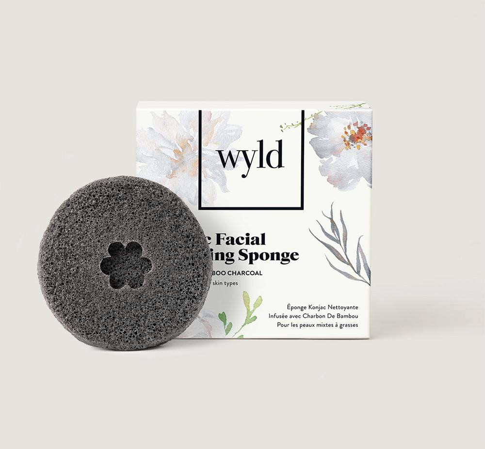 Image of Wyld Bamboo Charcoal Konjac Facial Cleansing Sponge (Combination & Oily skin)