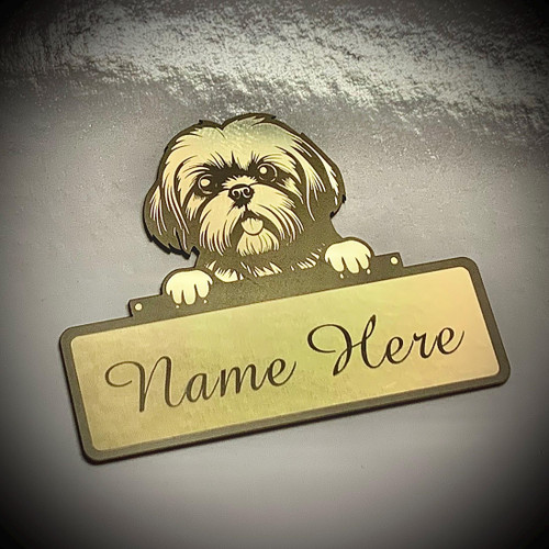 Engraved Aluminum Dog Plate: Gold, Silver, Bronze, Black, Blue, White