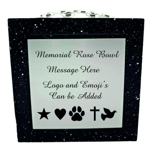 Engraved Memorial Rose Bowl: Black Resin Stone Effect Vase