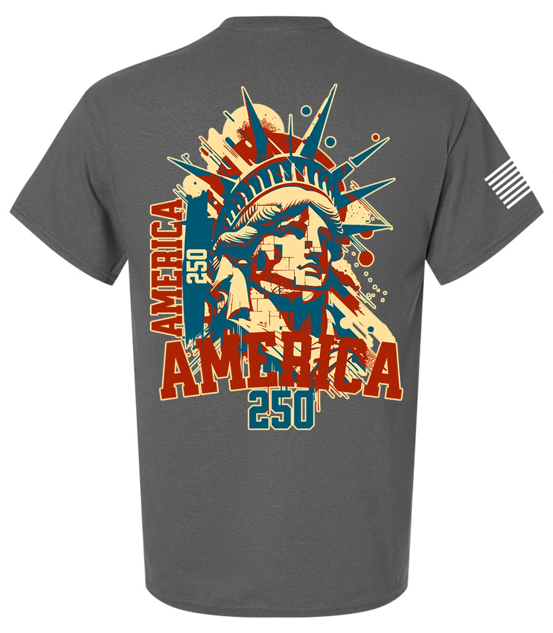 Patriot Pride Men's Graphic T-Shirt - Abstract Red & Blue Statue