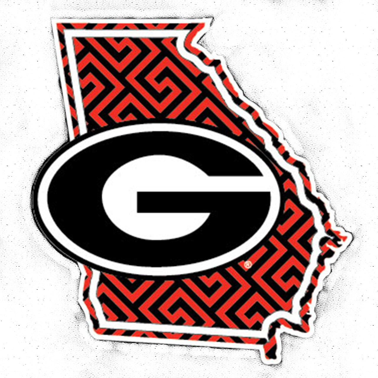 Georgia Bulldogs Greek Key State Outline W/Georgia G Decal - Trenz Shirt  Company