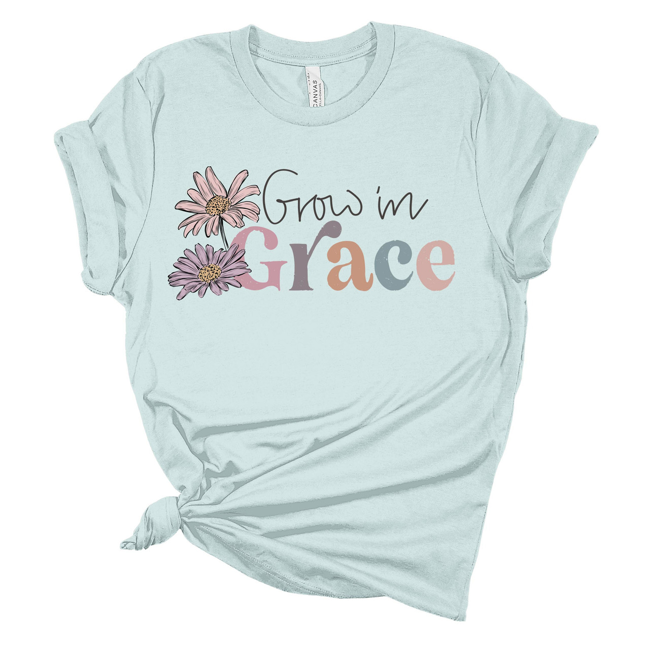 Grow In Grace Floral Unisex Ladies Design Christian T-shirt