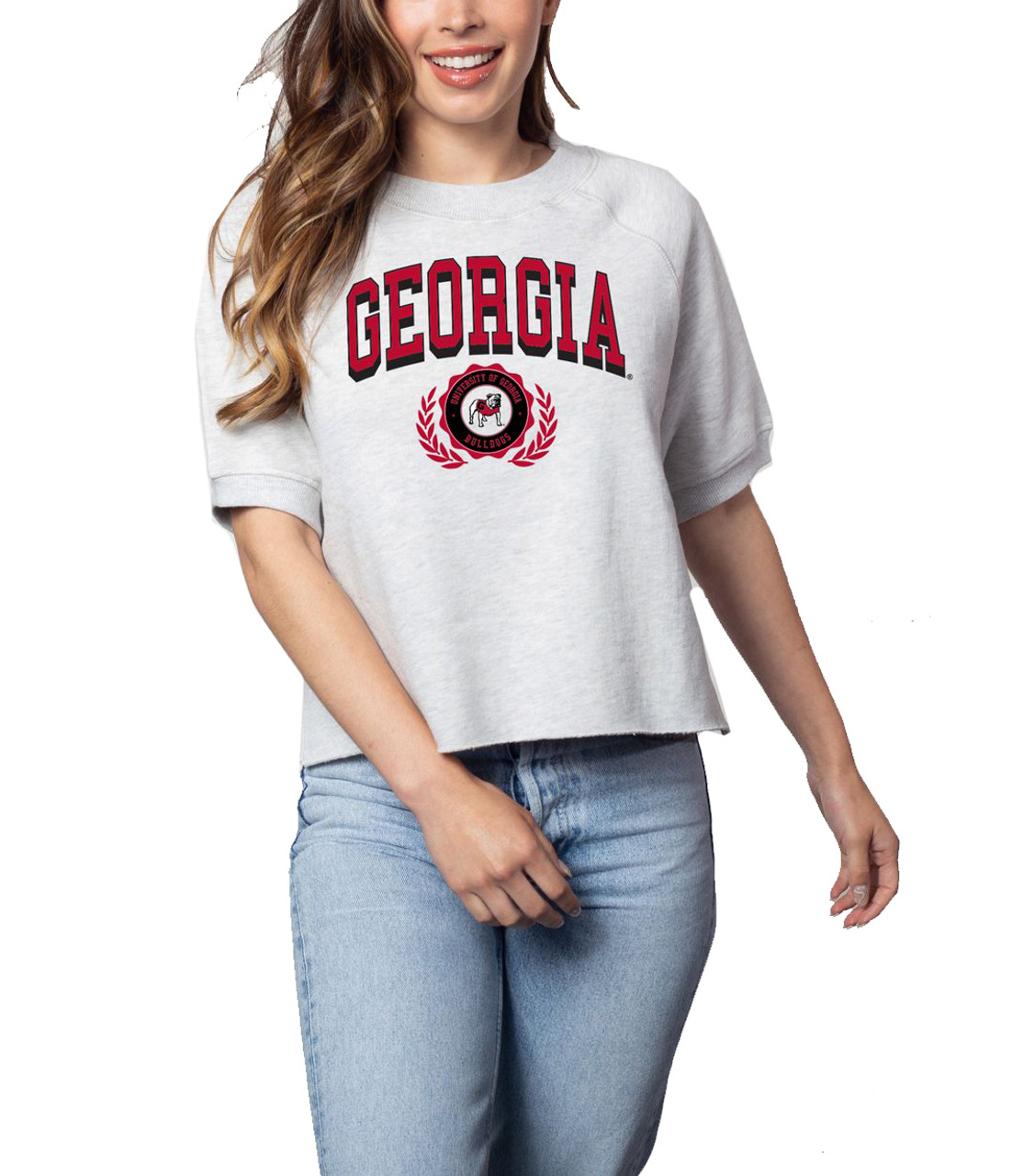 Chicka-d Women's Apparel NCAA Georgia College Football Bulldogs Bayside  Raglan Sweatshirt - Trenz Shirt Company