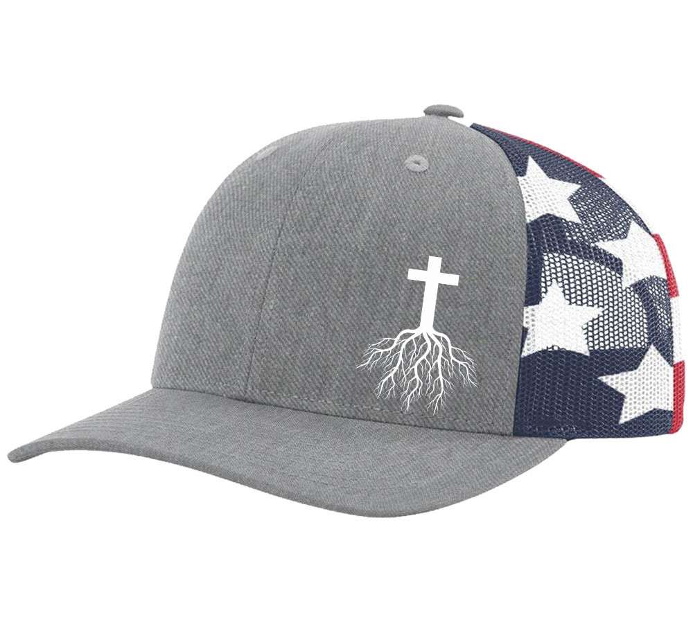 Christian Cross Roots Jesus Christ Mens Embroidered Mesh Back