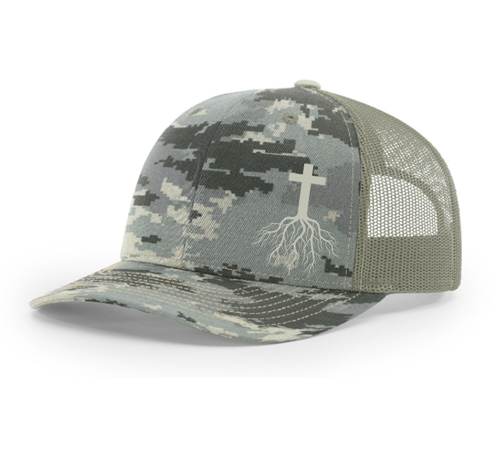 Christian Cross Roots Jesus Christ Mens Embroidered Mesh Back Trucker ...