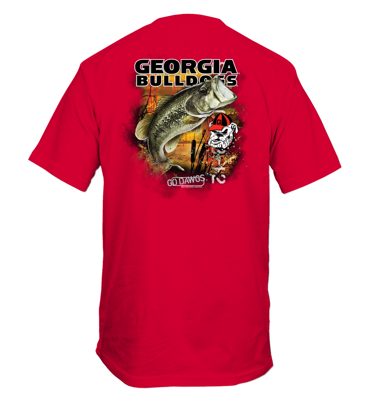 New World Graphics University of Georgia Big Time Bass Mens Comfort Colors  Short Sleeve T-shirt Graphic Tee - Trenz Shirt Company