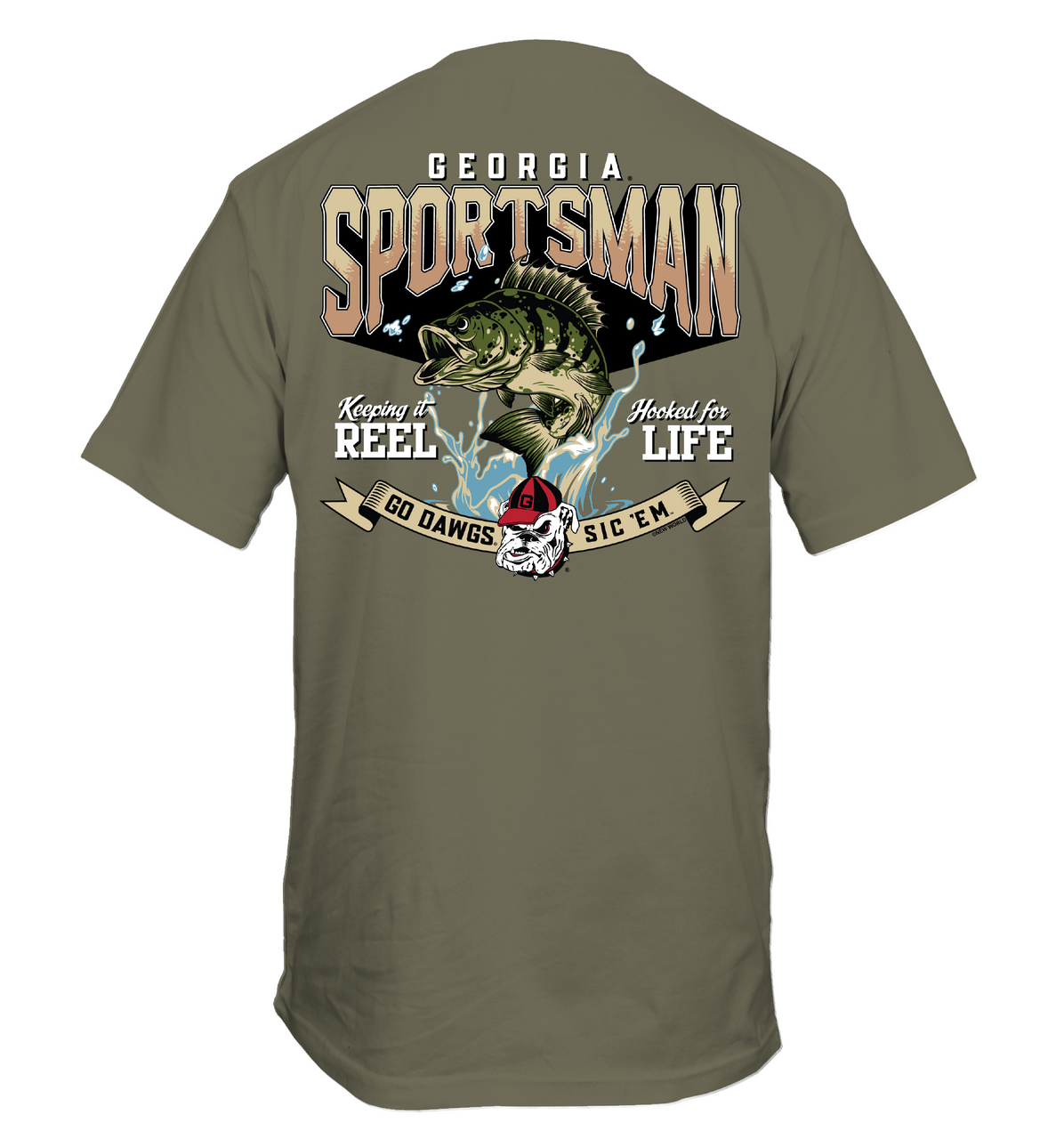 New World Graphics University of Georgia Sportsman UGA Reel Life Mens Short  Sleeve T-shirt Graphic Tee - Trenz Shirt Company