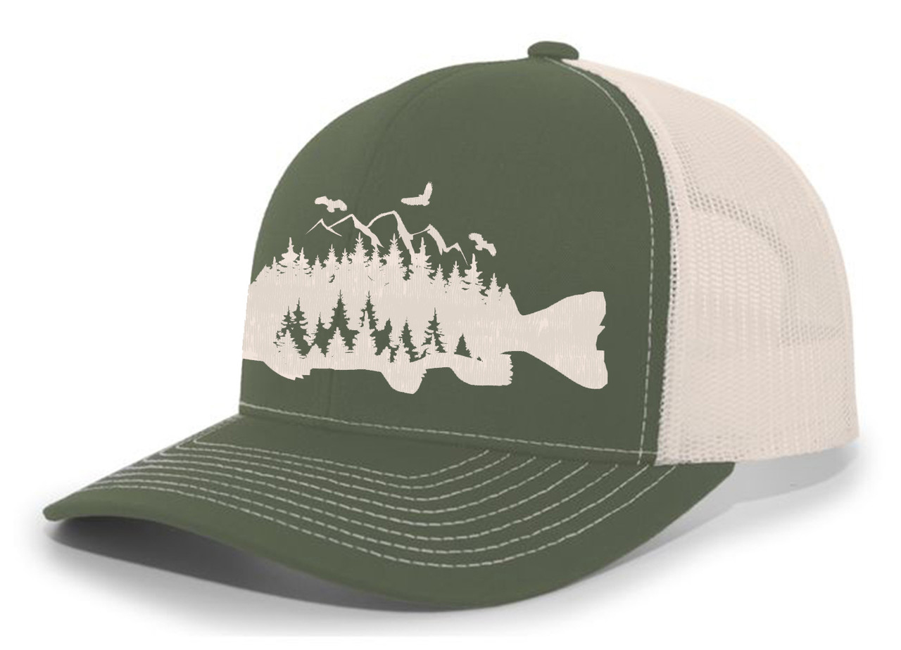 Heritage Pride Mens Trout Fishing Hat Embroidered Fish Mountain Forest  Tamarack Mens Mesh Back Trucker Hat Baseball Cap – Yaxa Colombia