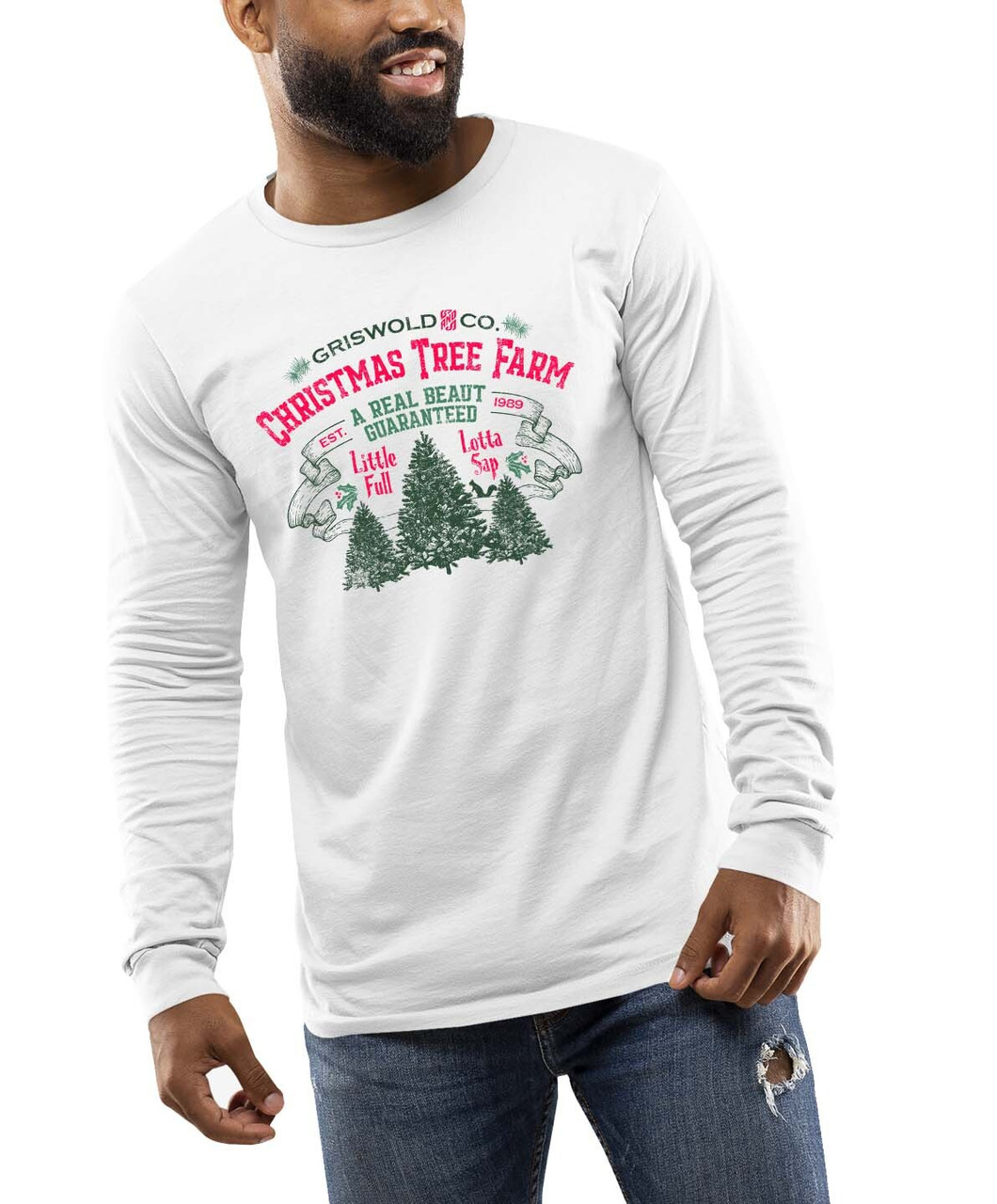 Griswold's Christmas Tree Farm A Real Beaut Holiday Shirt Mens Long Sleeve T Christmas Graphic Trenz Shirt Company