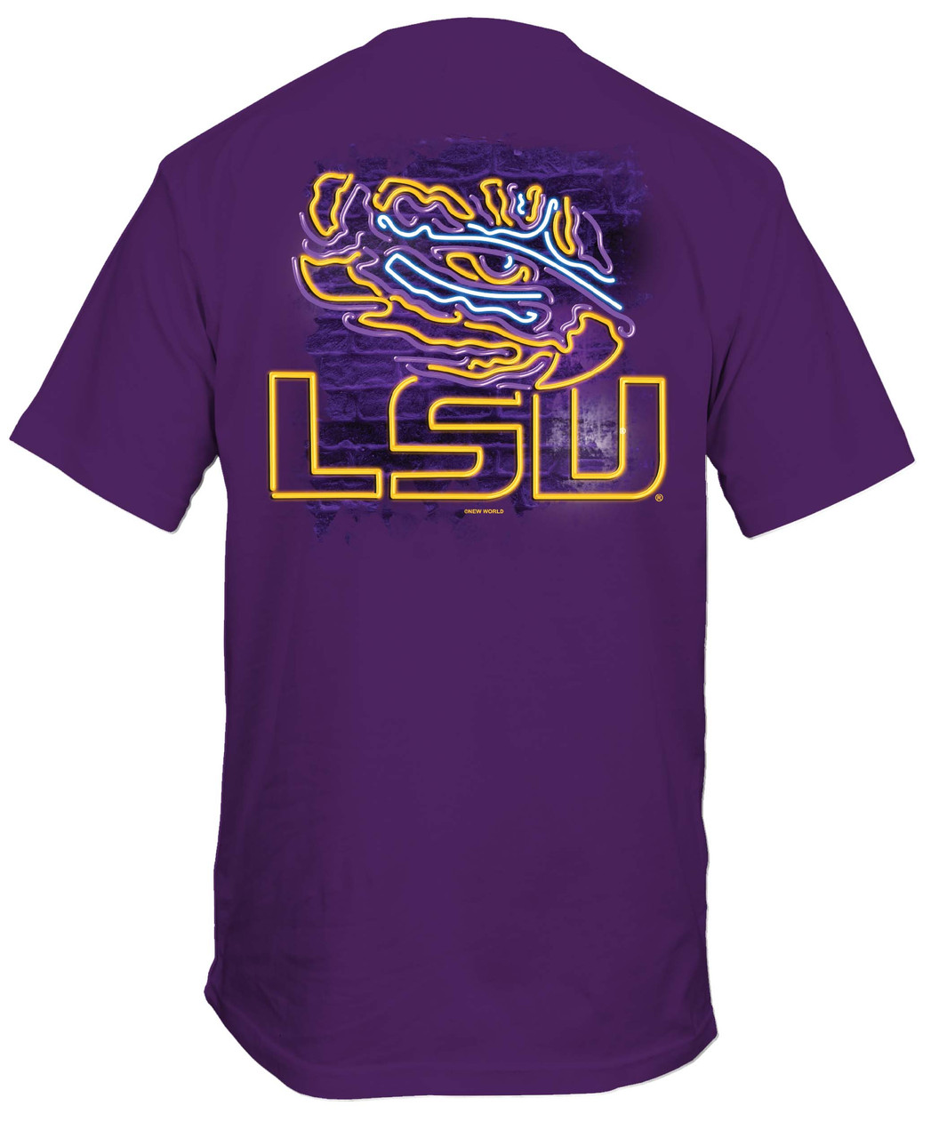 Mens Louisiana Football LSU Tigers Football Neon Sign Short Sleeve T-shirt  Graphic Tee - Trenz Shirt Company