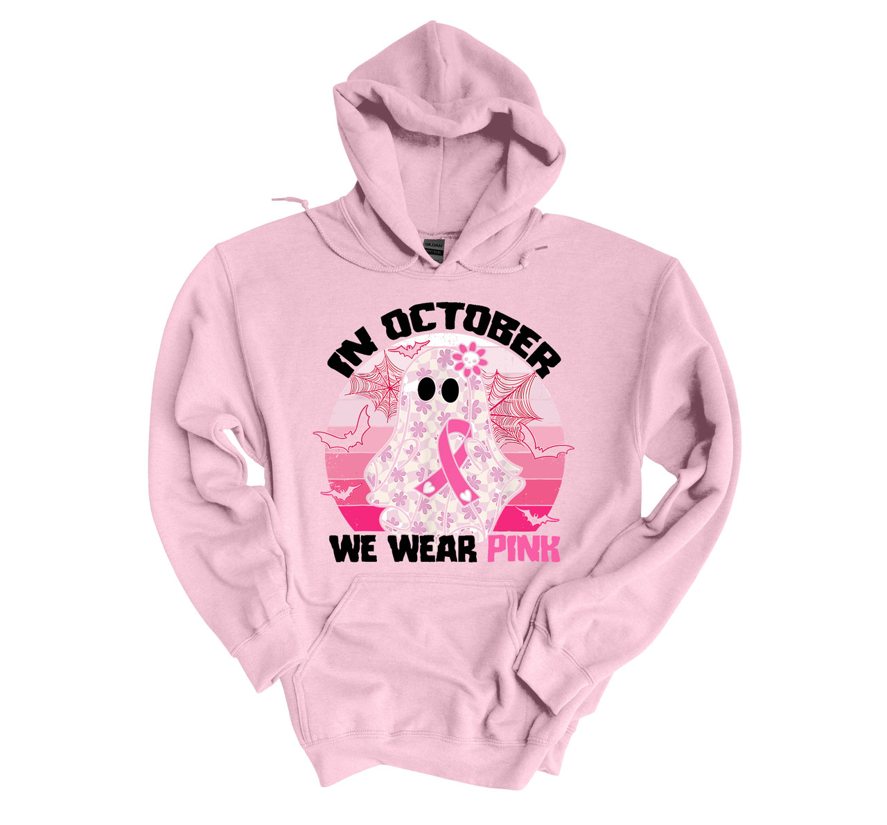 Womens Halloween Themed Breast Cancer Awareness Hoodie In October 