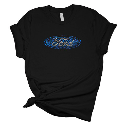 Womens Ford Tshirt Ford Motor Company Rhinestone Oval Logo Short Sleeve T-shirt Womens Ford Tshirt Ford Motor Company Rhinestone Oval Logo Short Sleeve T-shirt