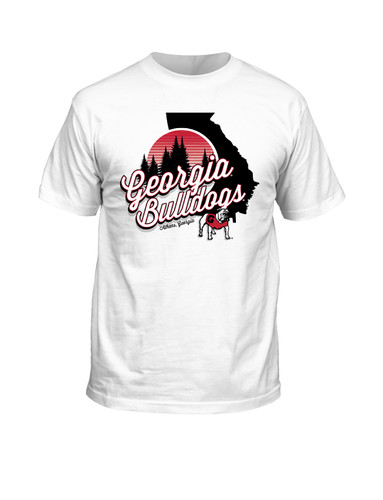 New World Graphics UGA Georgia Bulldogs State Outline and Scenery Womens Short Sleeve T-shirt Graphic Tee New World Graphics UGA Georgia Bulldogs State Outline and Scenery Womens Short Sleeve T-shirt Graphic Tee