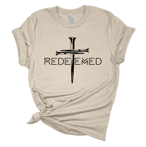 Womens Christian Tshirt Redeemed Nail Cross Jesus Christian Short Sleeve T-shirt Graphic Tee Womens Christian Tshirt Redeemed Nail Cross Jesus Christian Short Sleeve T-shirt Graphic Tee
