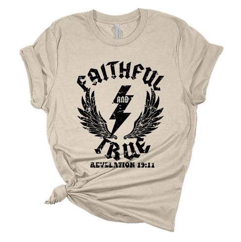 Womens Christian Tshirt Faithful and True Revelation 19:11 Jesus Christian Short Sleeve T-shirt Graphic Tee