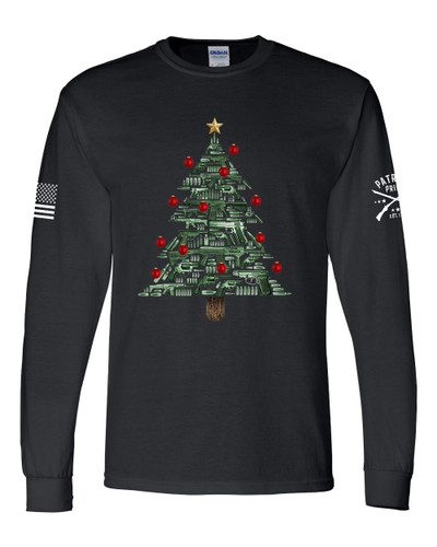 Patriot Pride Christmas Tshirt Gun Christmas Tree Long Sleeve T-shirt