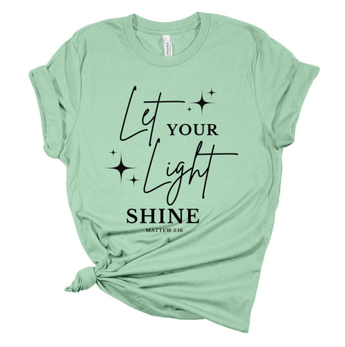 Womens Christian Tshirt Let Your Light Shine Short Sleeve T-shirt