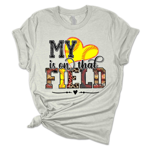 Womens Softball Tshirt My Heart Is On That Field Softball Mom Short Sleeve T-shirt Womens Softball Tshirt My Heart Is On That Field Softball Mom Short Sleeve T-shirt
