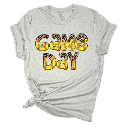 Womens Softball Tshirt Game Day Leopard Softball Mom Short Sleeve T-shirt Womens Softball Tshirt Game Day Leopard Softball Mom Short Sleeve T-shirt