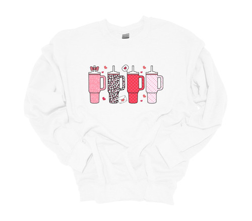 Womens Tumbler Sweatshirt Valentines Day Cup Colletion Crewneck Sweatshirt