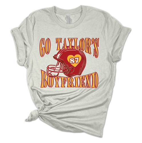 Womens Funny  Tshirt Go Taylors Boyfriend Heart Helmet Football Short Sleeve Tshirt Graphic Tee