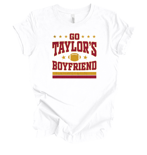 Womens Funny  Tshirt Go Taylor's Boyfriend Distressed Football Kelce Short Sleeve Tshirt Graphic Tee
