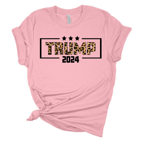 Womens Trump Tshirt Trump 2024 Leopard Print Short Sleeve T-shirt