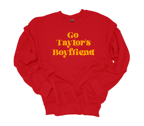 Womens Funny  Sweatshirt Go Taylor's Boyfriend Script Kelce Football Cozy Crewneck Sweatshirt