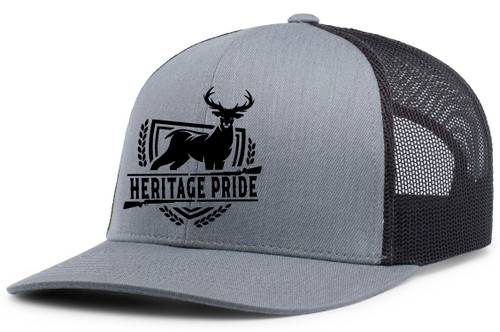 Heritage Pride Deer Hunting Shield Wildlife Mens Embroidered Mesh Back Trucker Hat Heritage Pride Deer Hunting Shield Wildlife Mens Embroidered Mesh Back Trucker Hat